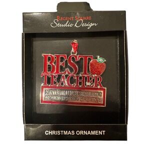 Regent Square Best Teacher Christmas Ornament Apple Enamel Studio Design Gift‎